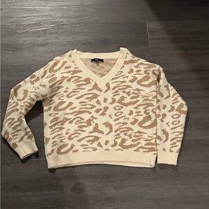 Lulu's Cream and Tan Patterned Knit Sweater